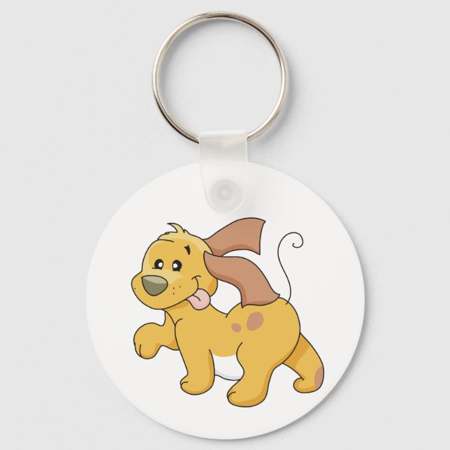 Lycklig Brown Hund Tshirts och presenter Nyckelring (Framsida)