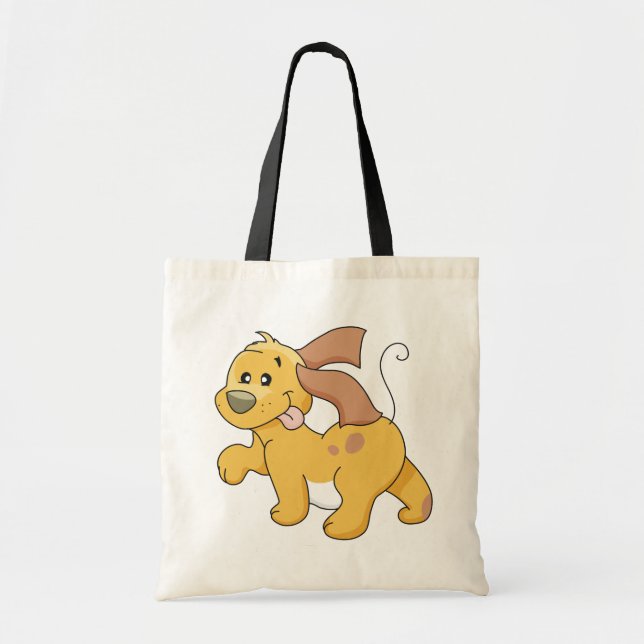 Lycklig Brown Hund Tshirts och presenter Tygkasse (Framsidan)