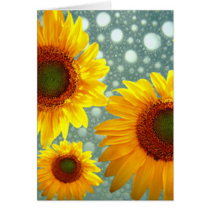 Lycklig Bubly Sunblommor Hälsningskort