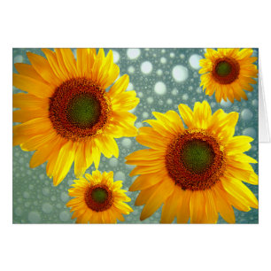 Lycklig Bubly Sunblommor Hälsningskort