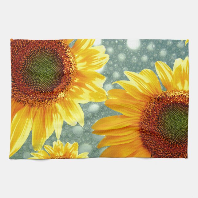 Lycklig Bubly Sunblommor Kökshandduk (Horisontell)