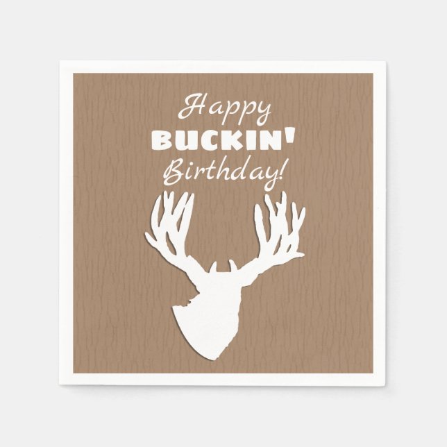Lycklig Buckin Birthday Hunter Pappersservett (Framsidan)
