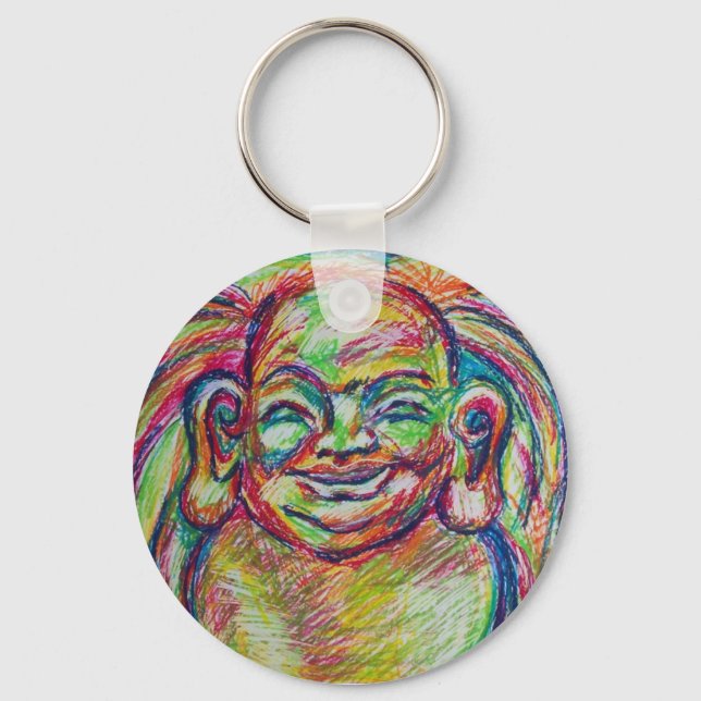 Lycklig Buddha Keychain Nyckelring (Framsida)