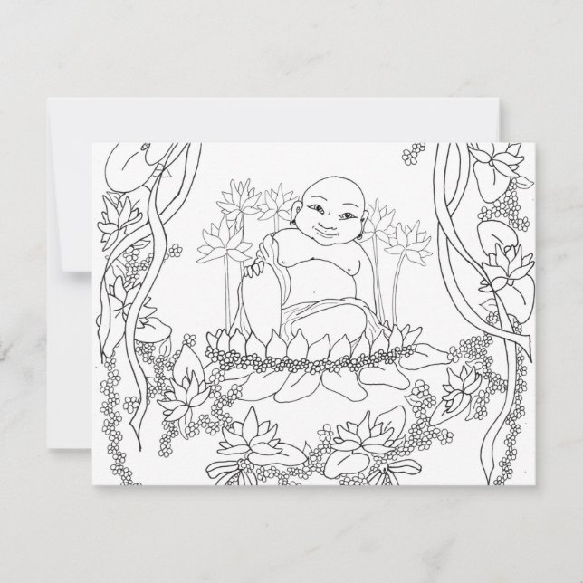 Lycklig Buddha med Lotus (Framsida)