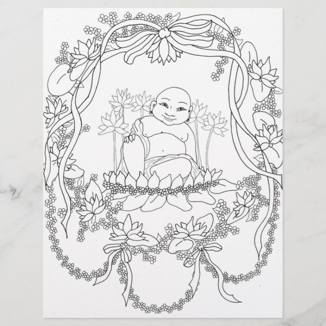 Lycklig Buddha med Lotus (Framsida)