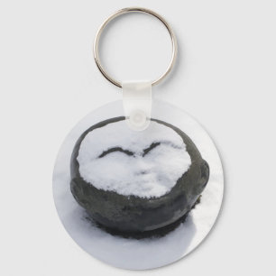 Lycklig Buddha med Snö-ansikte Nyckelring