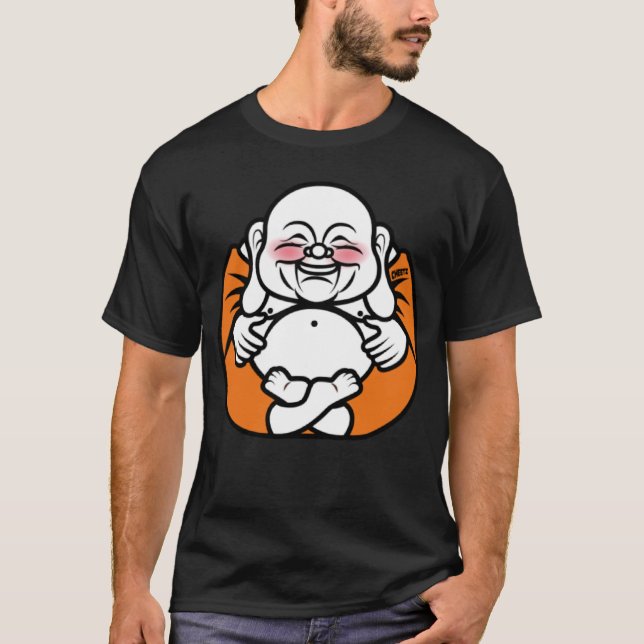 Lycklig Buddha Postiitivity Happiness Namaste budd T Shirt (Framsida)