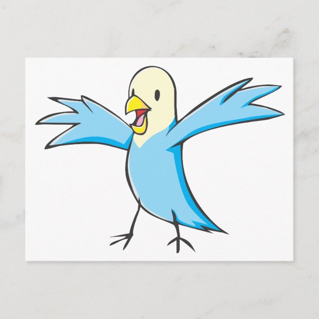 Lycklig Budgerigar Parrot Bird Tecknad Vykort (Framsida)