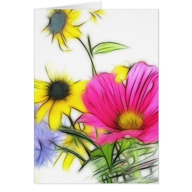 Lycklig bukett av blommor hälsningskort (Framsidan)