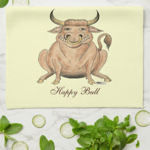 Lycklig Bull Kökshandduk