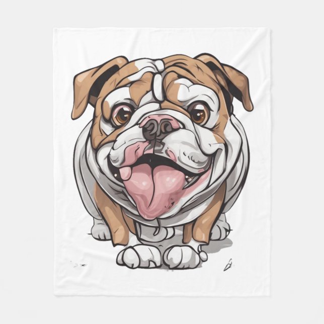 Lycklig Bulldog Fleecefilt (Framsidan)