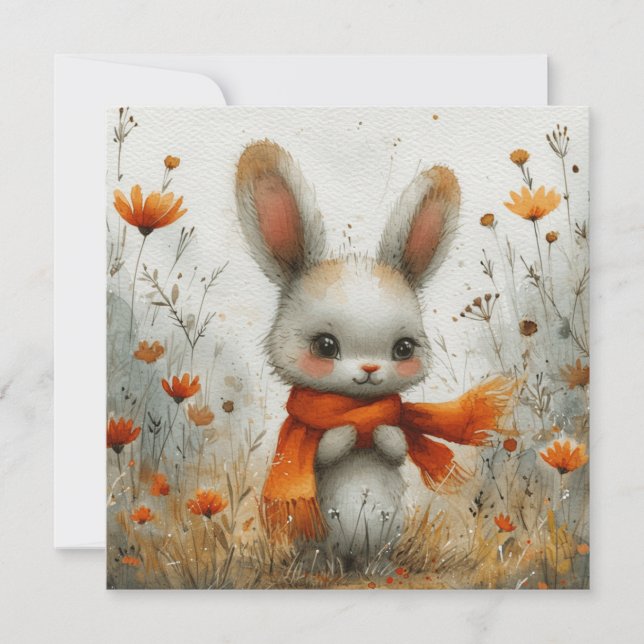 Lycklig Bunnies: Smilande anmärkningar 🐰 🐇 Digit Julkort (Framsida)