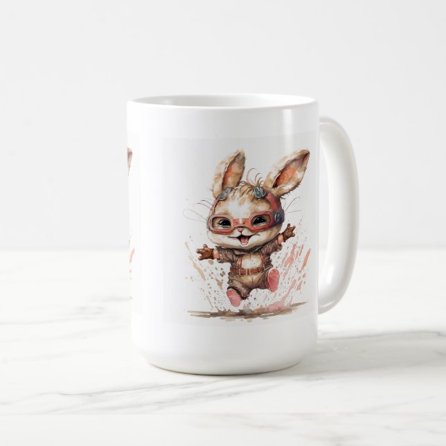 Lycklig Bunny Classic Mugg, 15 oz Kaffemugg (Framsida höger)