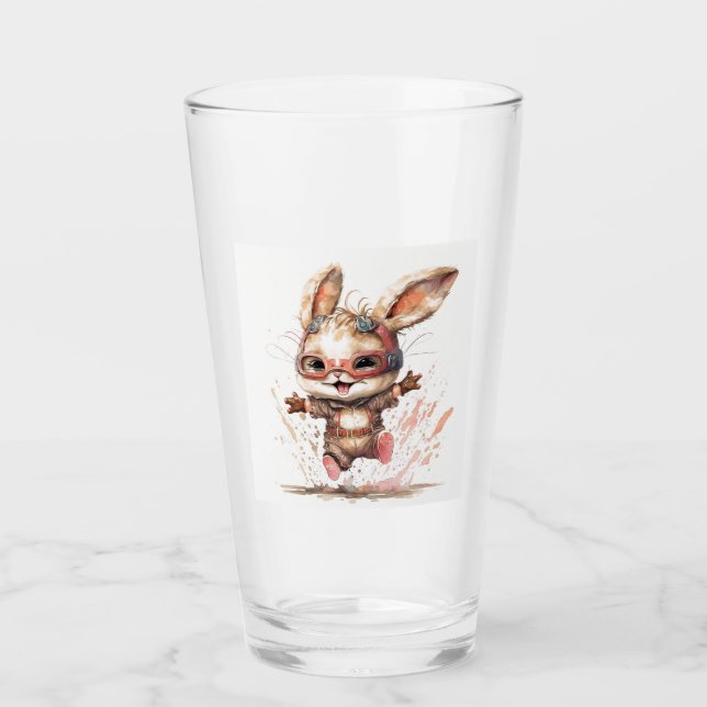 Lycklig Bunny Glass Tumbler Glaskopp (Framsida)