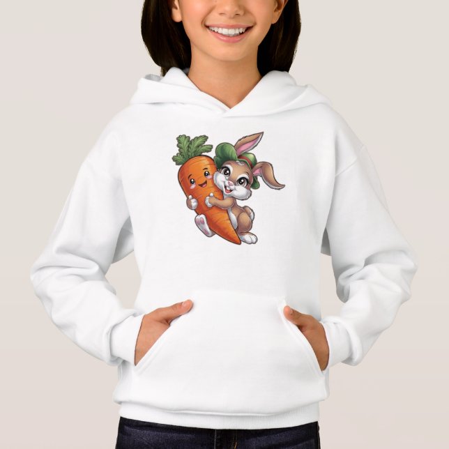 Lycklig bunny med gigantisk morot t shirt (Framsida)