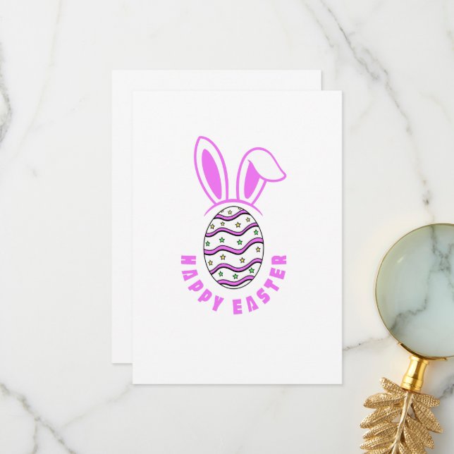 Lycklig Bunny Påskägg Tack Kort (Fram/Back In Situ)