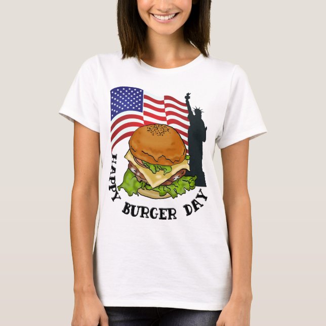 Lycklig burger dag t shirt (Framsida)
