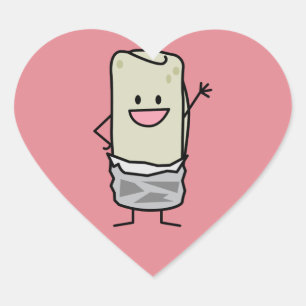 Lycklig Burrito Wave Hej Hjärtformat Klistermärke