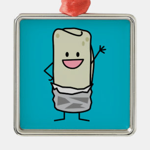 Lycklig Burrito Waving Hej Julgransprydnad Metall