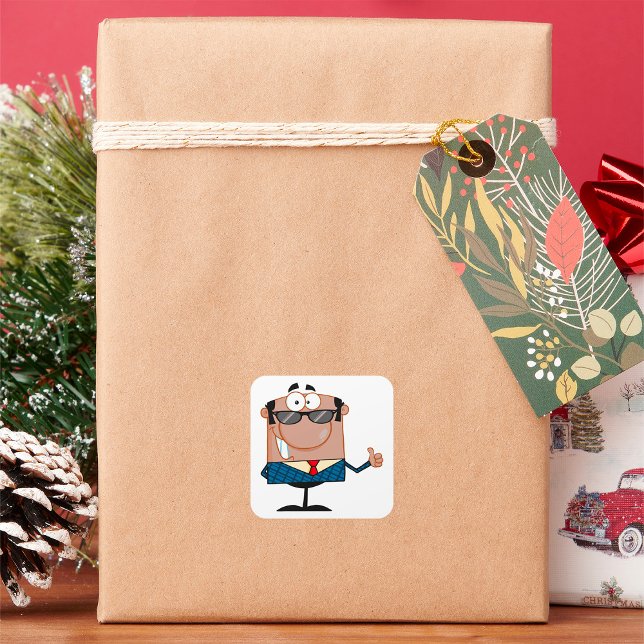 Lycklig Businessman Fyrkantigt Klistermärke (Skapare uppladdad)