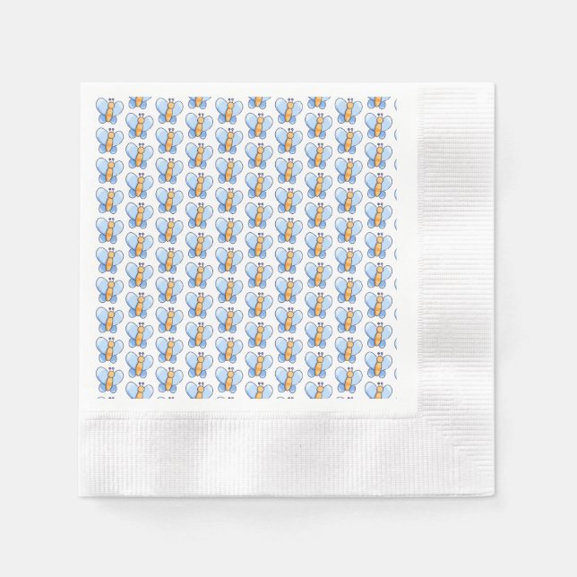 Lycklig Butterfly Baby Shower Pappra blöjor Pappersservett (Framsidan)