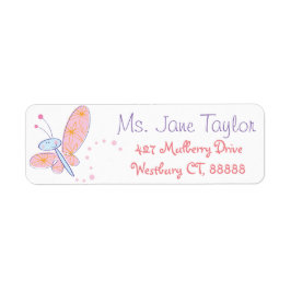 Lycklig Butterfly Baby Shower Returadress Etikett