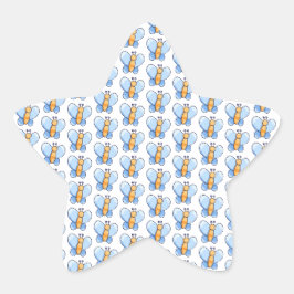 Lycklig Butterfly Baby Shower Stickers Stjärnformat Klistermärke