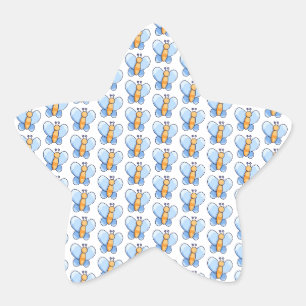 Lycklig Butterfly Baby Shower Stickers Stjärnformat Klistermärke