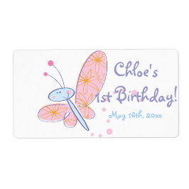 Lycklig Butterfly Birthday Vattenflaska Label Fraktsedel
