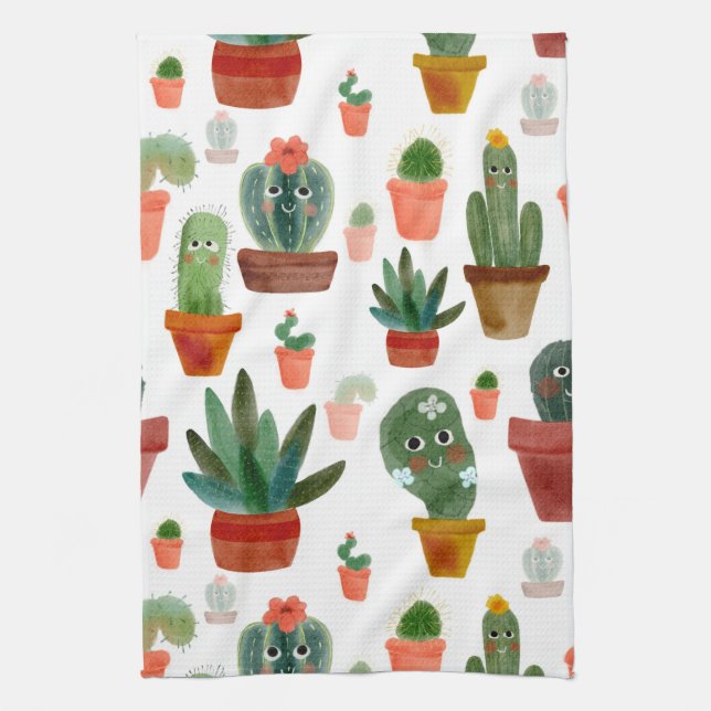 Lycklig Cacti Kökshandduk (Vertikal)
