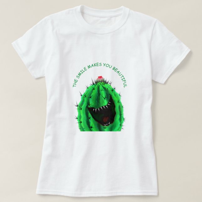 Lycklig Cactus Funny T-Shirt - Anpassningsbar Text (Design framsida)