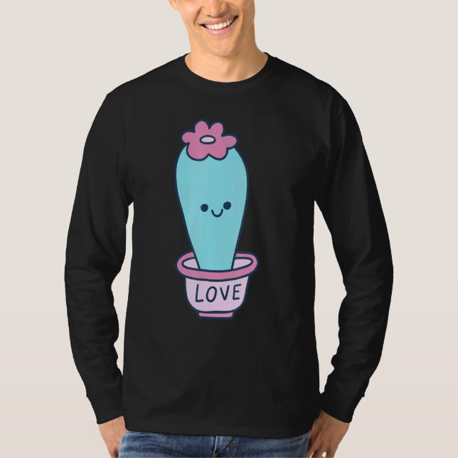 Lycklig Cactus Kärlek Pot T Shirt (Framsida)