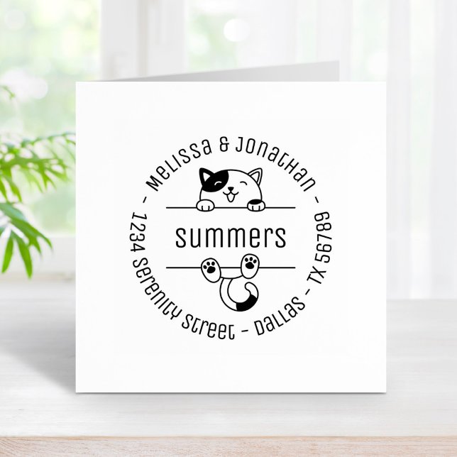 Lycklig Calico Cat par Familjerunda Adress 2 Stämpel (Skapare uppladdad)