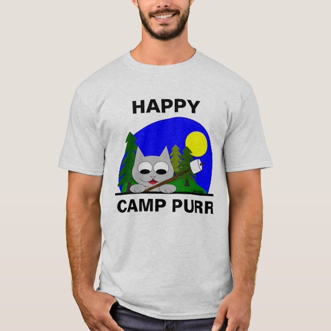 Lycklig Camp Purr Camper Cat Funny T Shirt (Framsida)