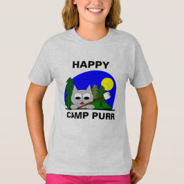 Lycklig Camp Purr Funny Camping Tecknad Cat T Shir Shirt