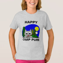 Lycklig Camp Purr Funny Camping Tecknad Cat T Shir