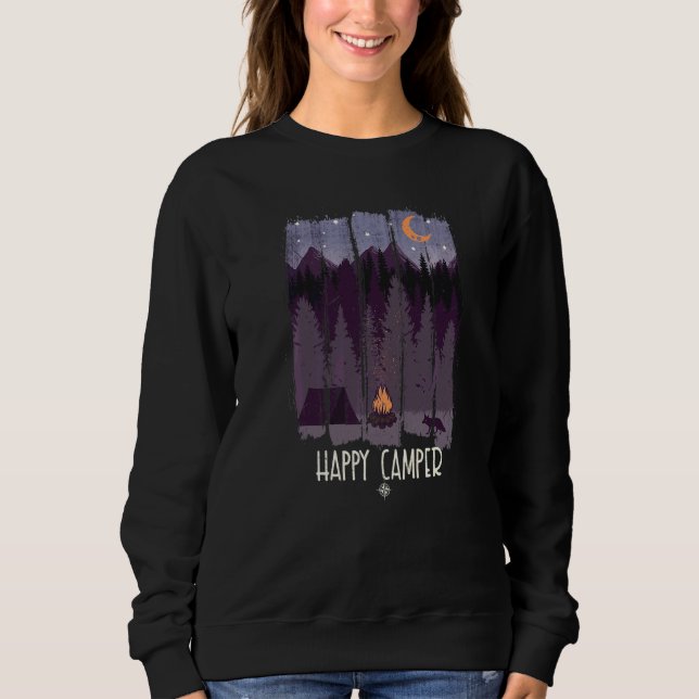 Lycklig Campare För Sommar Camping T Shirt (Framsida)