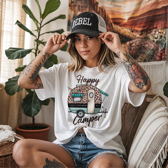 Lycklig Campare med Husvagn T Shirt (Skapare uppladdad)