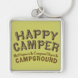 Lycklig campare - RV som campar Keychain Fyrkantig Silverfärgad Nyckelring