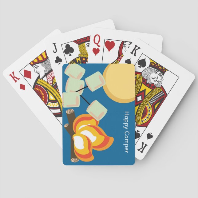 Lycklig campare som leker kort casinokort (Baksidan)