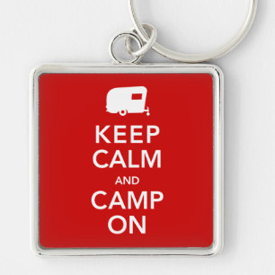 Lycklig campare - vintage RV som campar Keychain Fyrkantig Silverfärgad Nyckelring