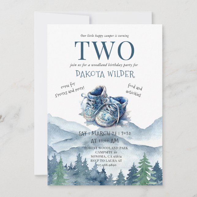 Lycklig Camper 2:a födelsedagskampanj Party Inbjudningar (Framsida)