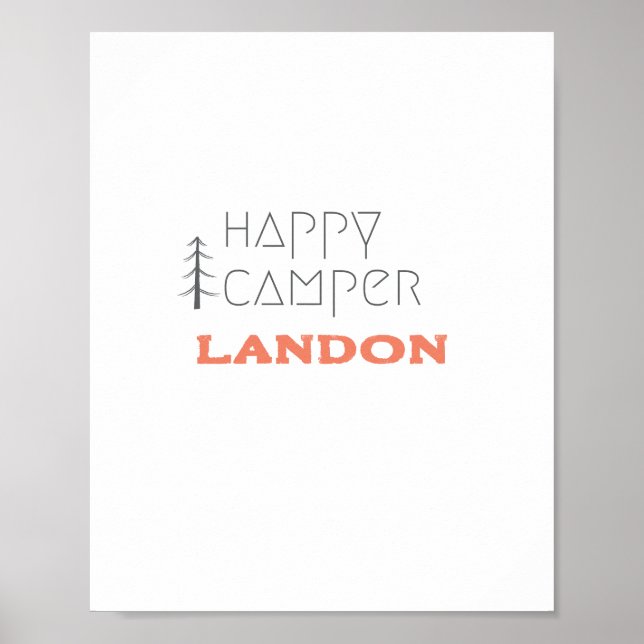 lycklig camper.Anpassat namn. Poster och skriva ut (Framsidan)