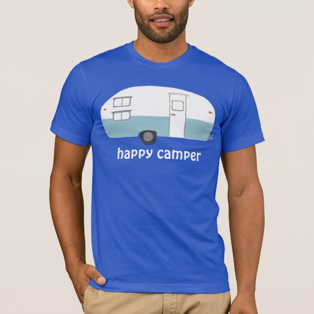 LYCKLIG CAMPER? ANPASSNINGSBAR för vintage camping T Shirt (Framsida)