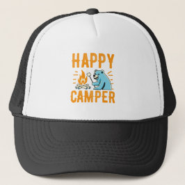 Lycklig Camper Bear - Vacation Hiking Campfire Cam Keps
