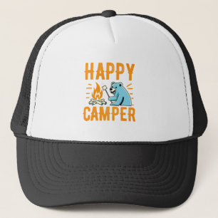 Lycklig Camper Bear - Vacation Hiking Campfire Cam Keps