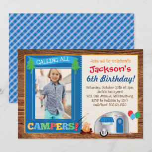 Lycklig Camper Boy Photo Födelsedagsfest Inbjudningar