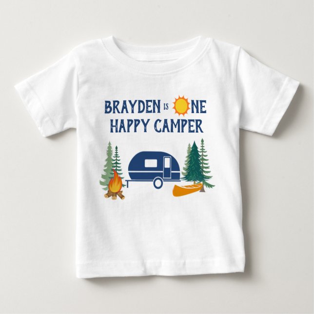 Lycklig Camper Boys First Birthday T-Shirt (Framsida)