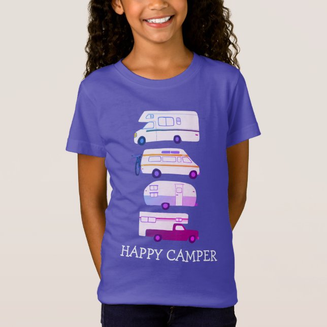 LYCKLIG CAMPER Campervan vanlife RV Trailer ANPASS T Shirt (Framsida)
