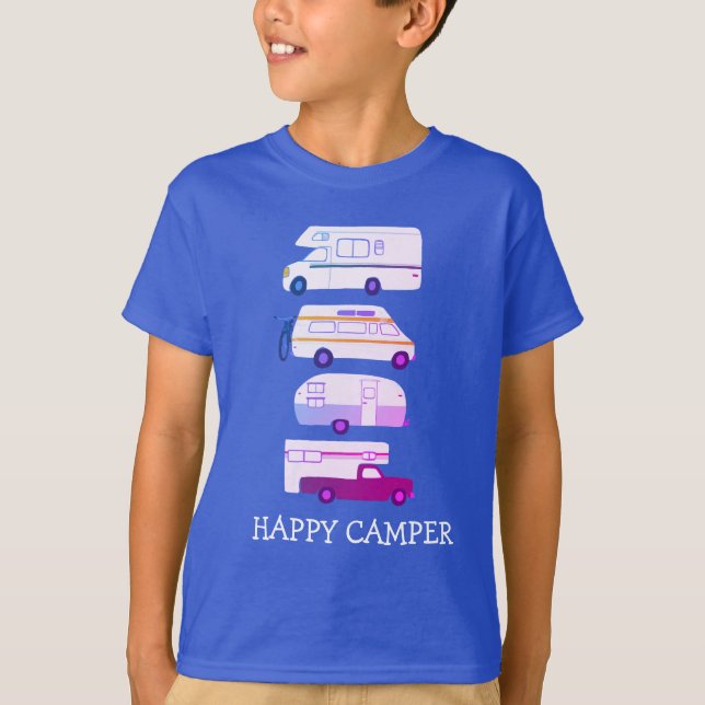 LYCKLIG CAMPER Campervan vanlife RV Trailer ANPASS T Shirt (Framsida)